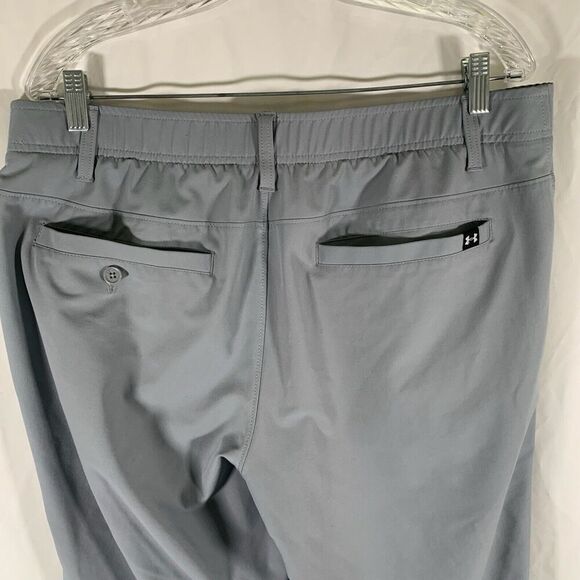 Under Armour Golf Pants Men's 36x30 Solid Grey Chino Pockets Button Zip - Picture 11 of 12